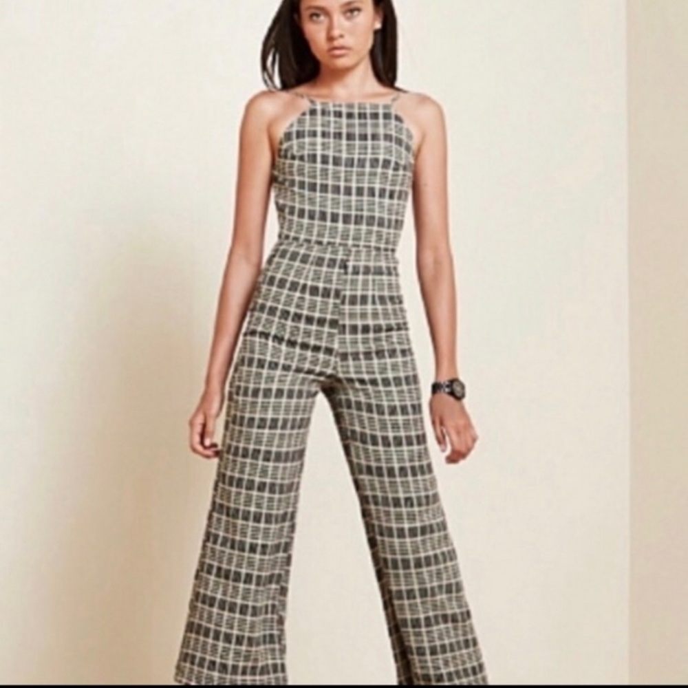 Reformation Gingham Backless Jumpsuit XS